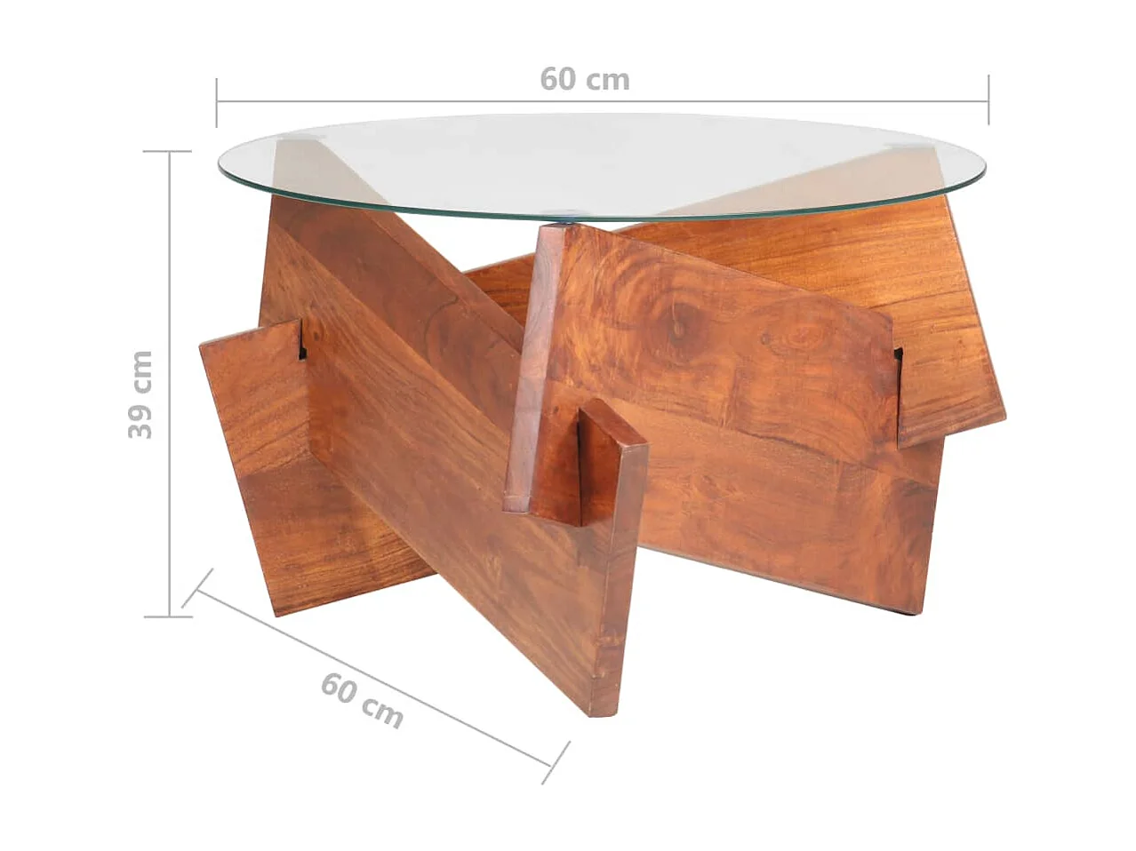 Table basse 60 cm Bois solide d'acacia