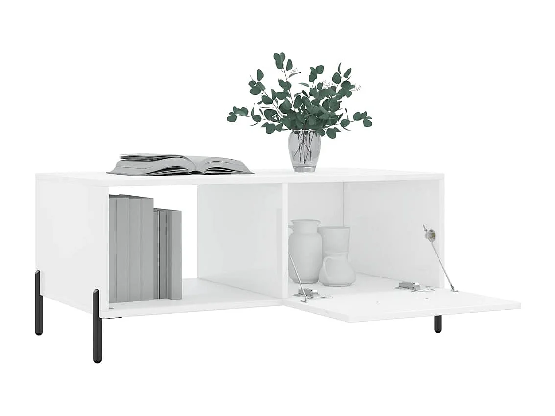 Table basse Blanc brillant 90x50x40 cm Bois d'ingénierie