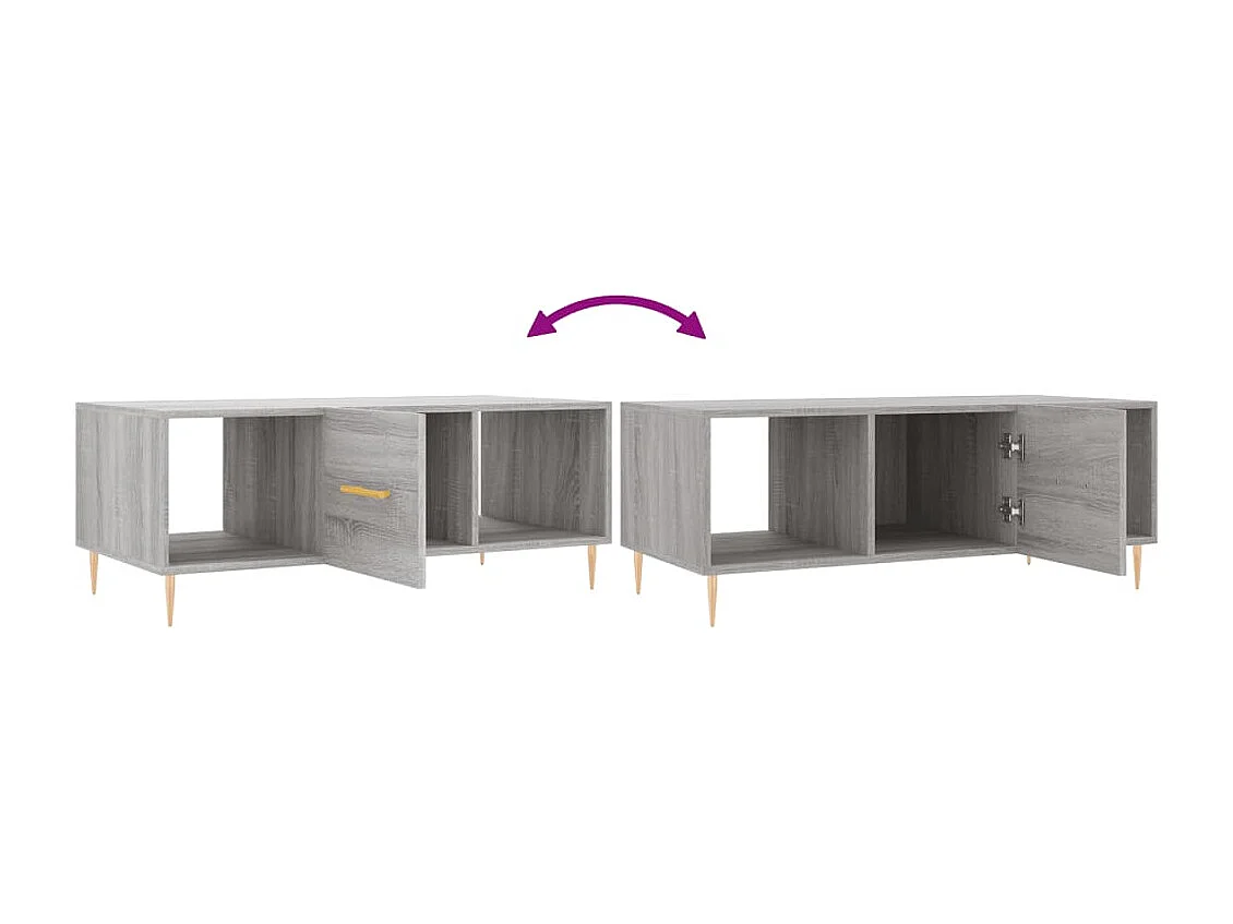 Mesa de centro 102x50x40cm derivados de madeira cinzento sonoma