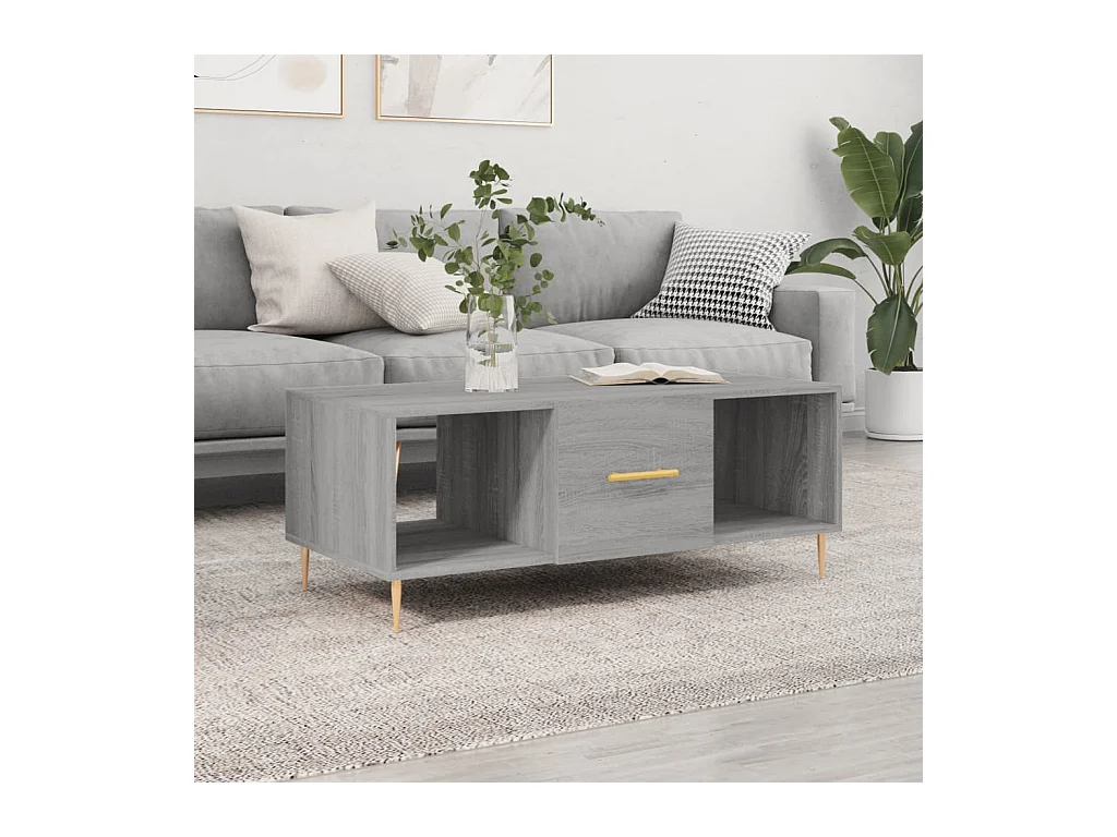 Table basse sonoma gris 102x50x40 cm bois d'ingénierie