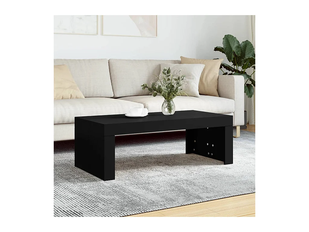 Tavolino da Salotto Nero 102x50x36 cm in Legno Multistrato