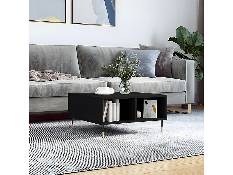 Table basse noir 60x60x30 cm bois d'ingénierie