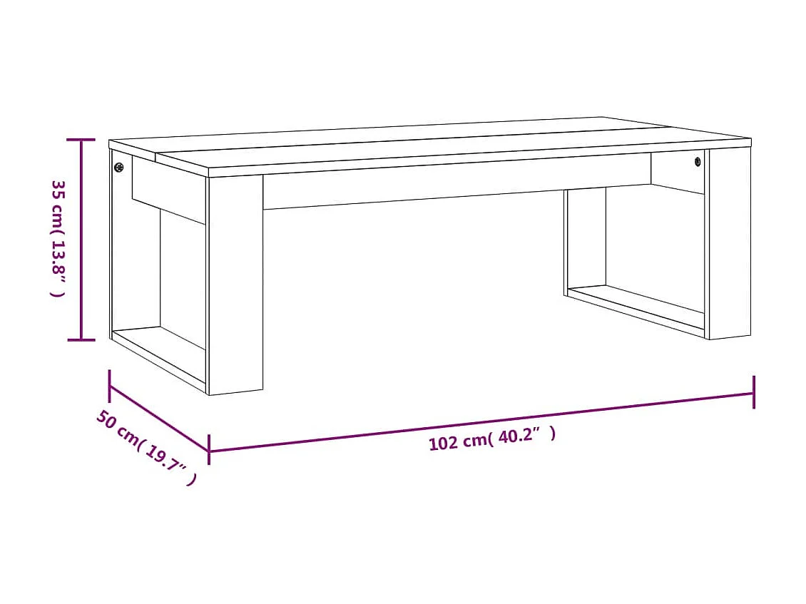Tavolino Salotto Rovere Marrone 102x50x35 cm Legno Multistrato