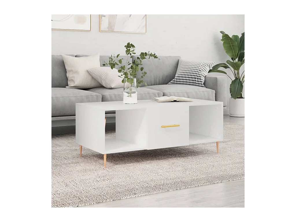 Table basse blanc 102x50x40 cm bois d'ingénierie
