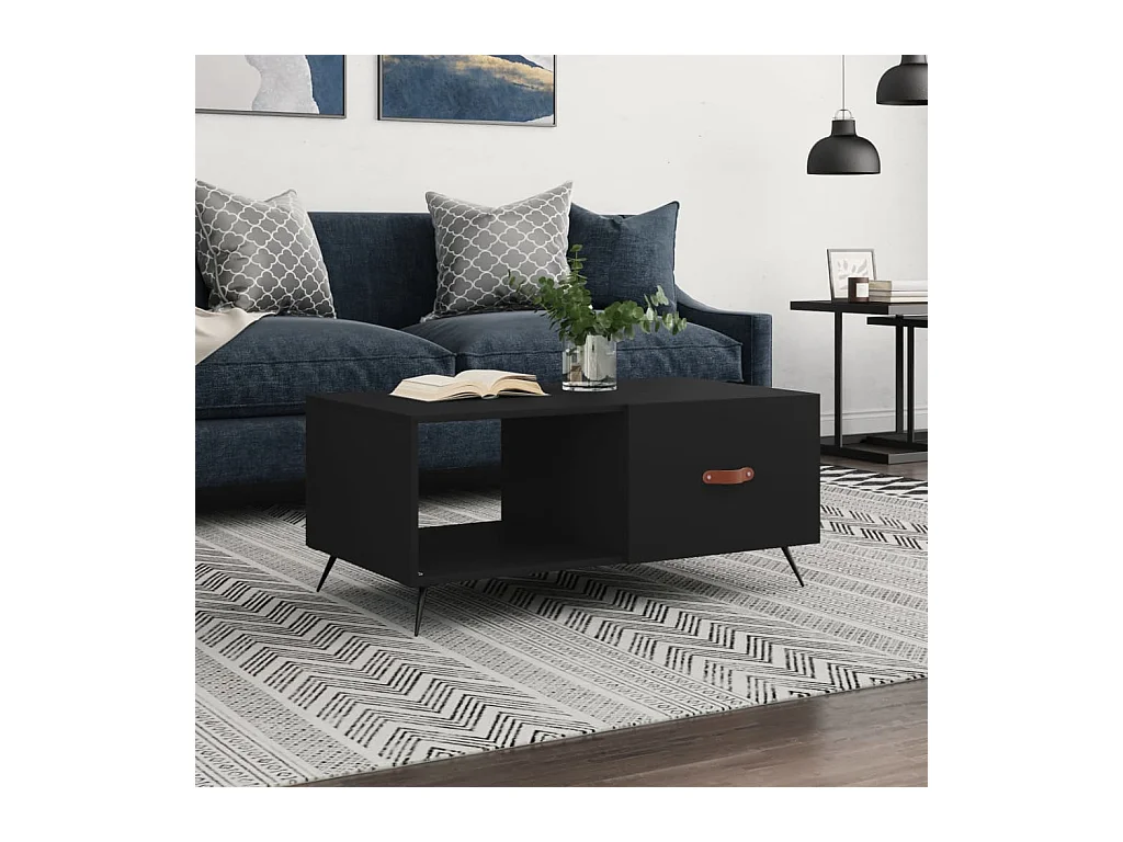 Table basse noir 90x50x40 cm bois d'ingénierie