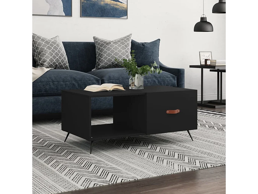 Table basse noir 90x50x40 cm bois d'ingénierie