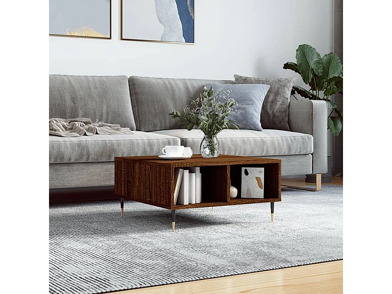 Tavolino da Salotto Rovere Marrone 60x60x30cm Legno Multistrato