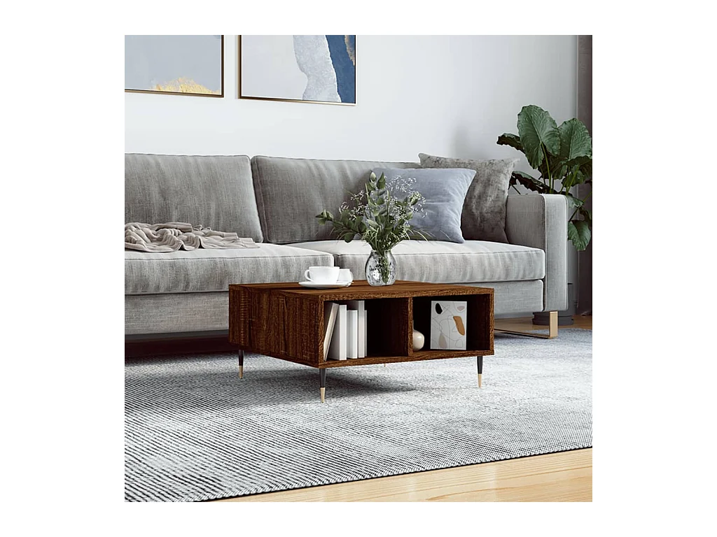 Table basse chêne marron 60x60x30 cm bois d'ingénierie