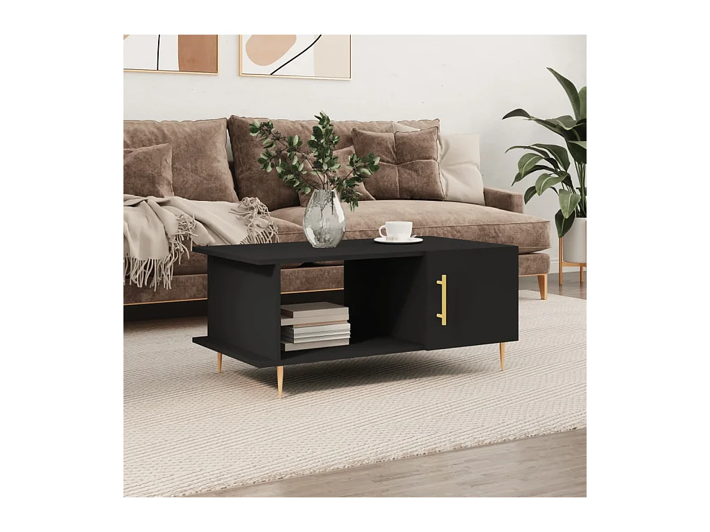 Table basse noir 90x50x40 cm bois d'ingénierie