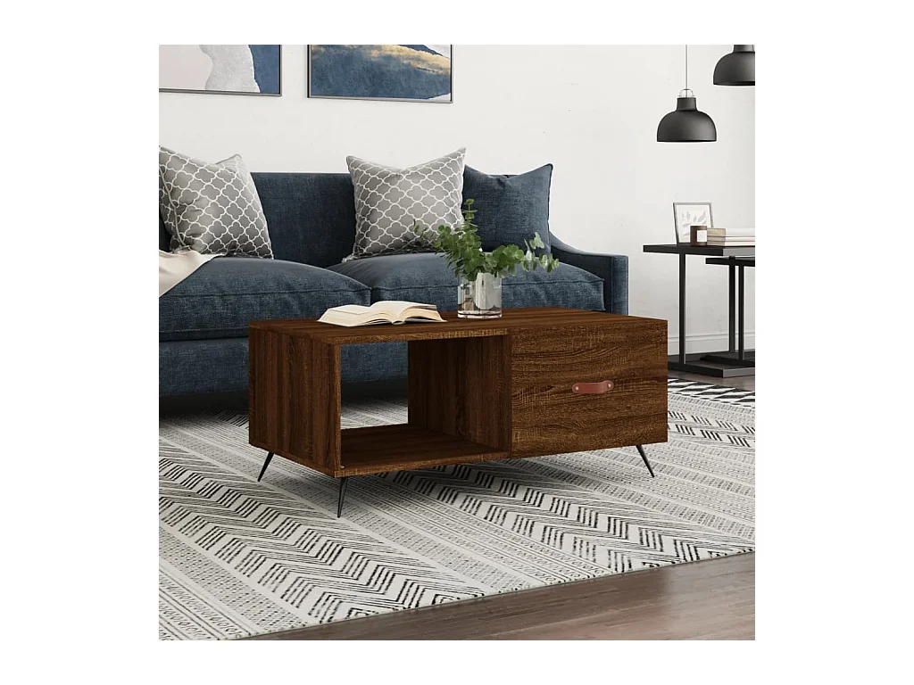 Table basse chêne marron 90x50x40 cm bois d'ingénierie