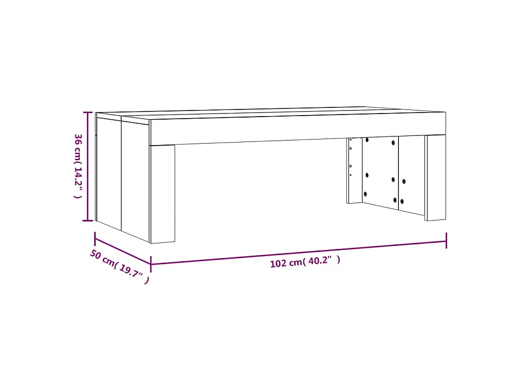 Salontafel 102x50x36 cm bewerkt hout wit
