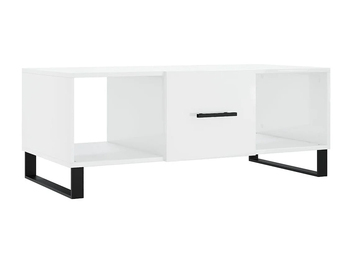 Table basse Blanc brillant 102x50x40 cm Bois d'ingénierie