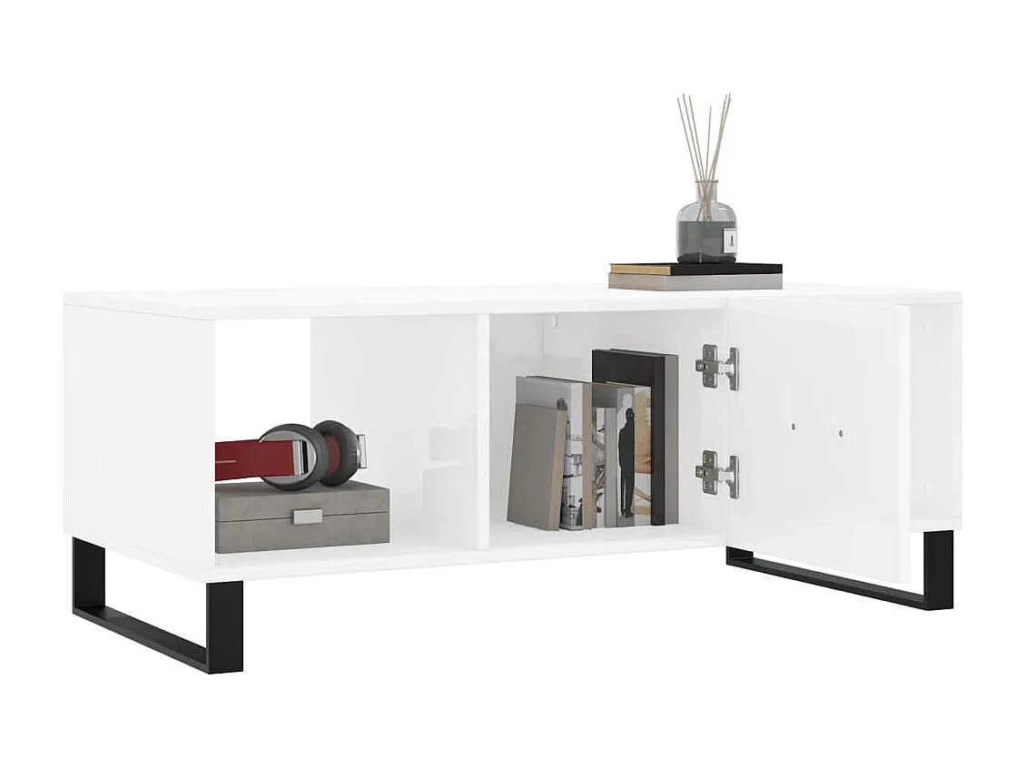Table basse Blanc brillant 102x50x40 cm Bois d'ingénierie