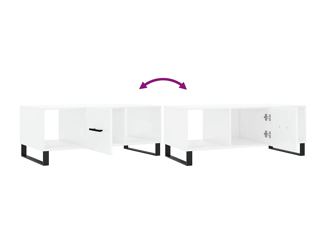 Table basse Blanc brillant 102x50x40 cm Bois d'ingénierie