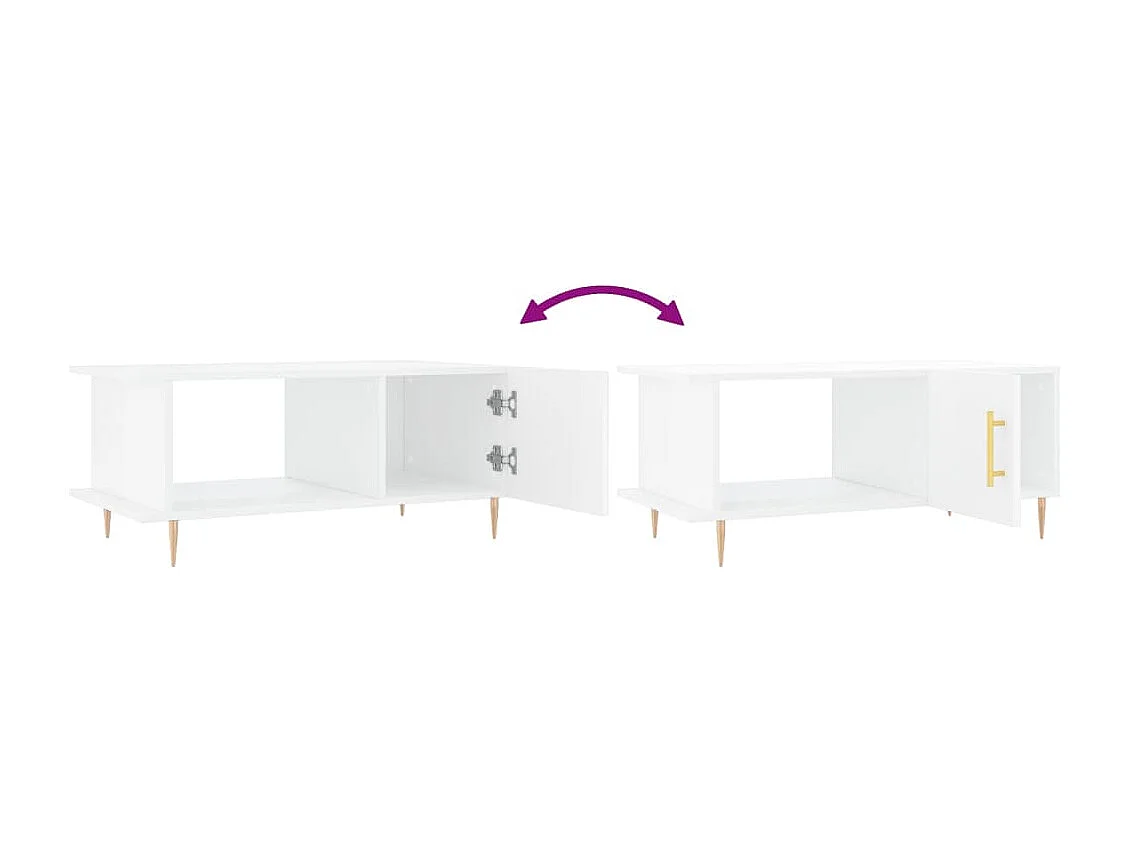 Mesa de centro 90x50x40 cm madeira processada branco brilhante
