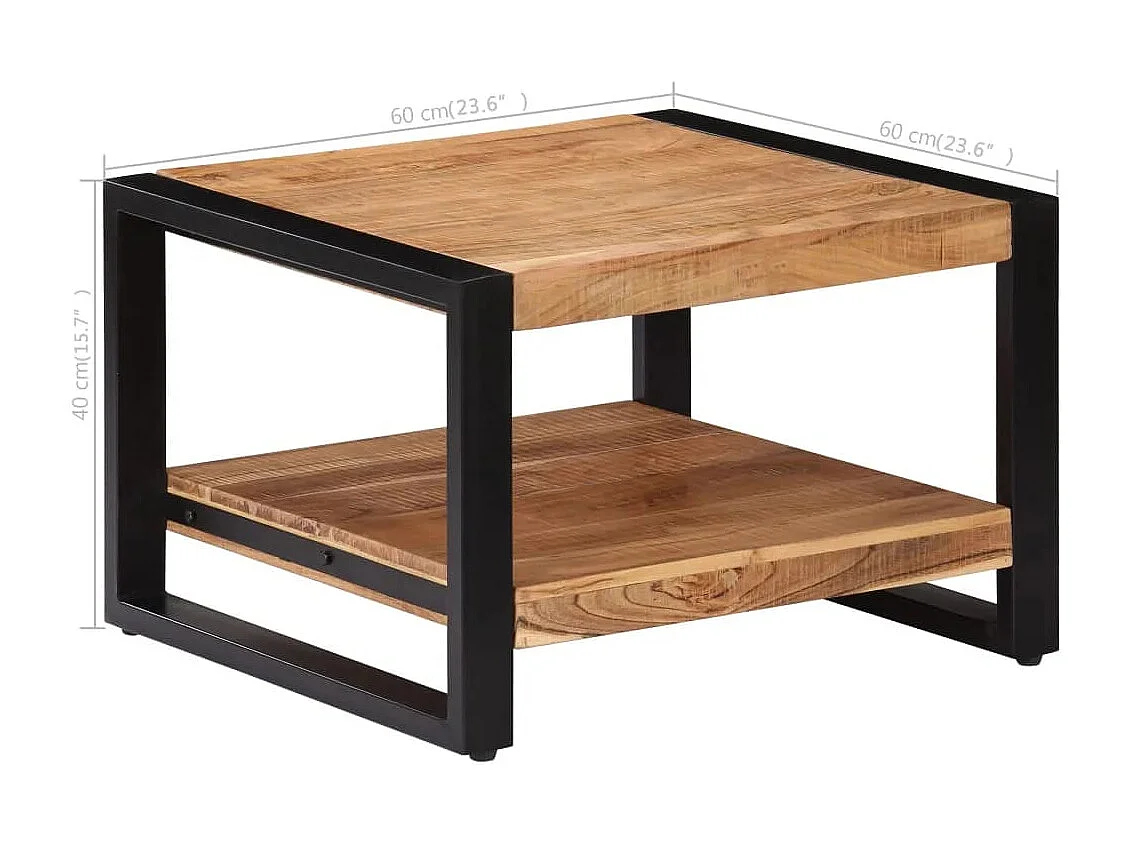 Mesa de centro de madera maciza de acacia 60x60x40 cm