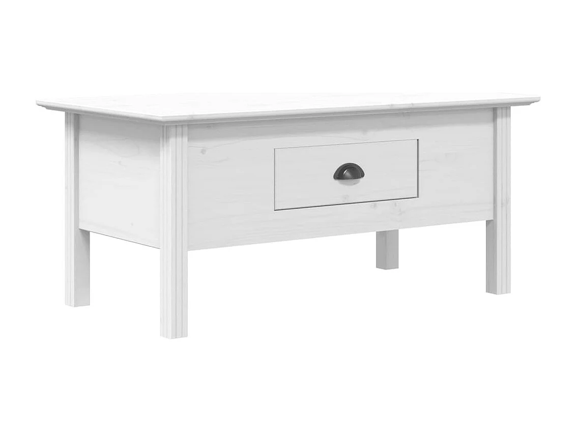 Table basse BODO blanc 100x55x46 cm bois de pin massif