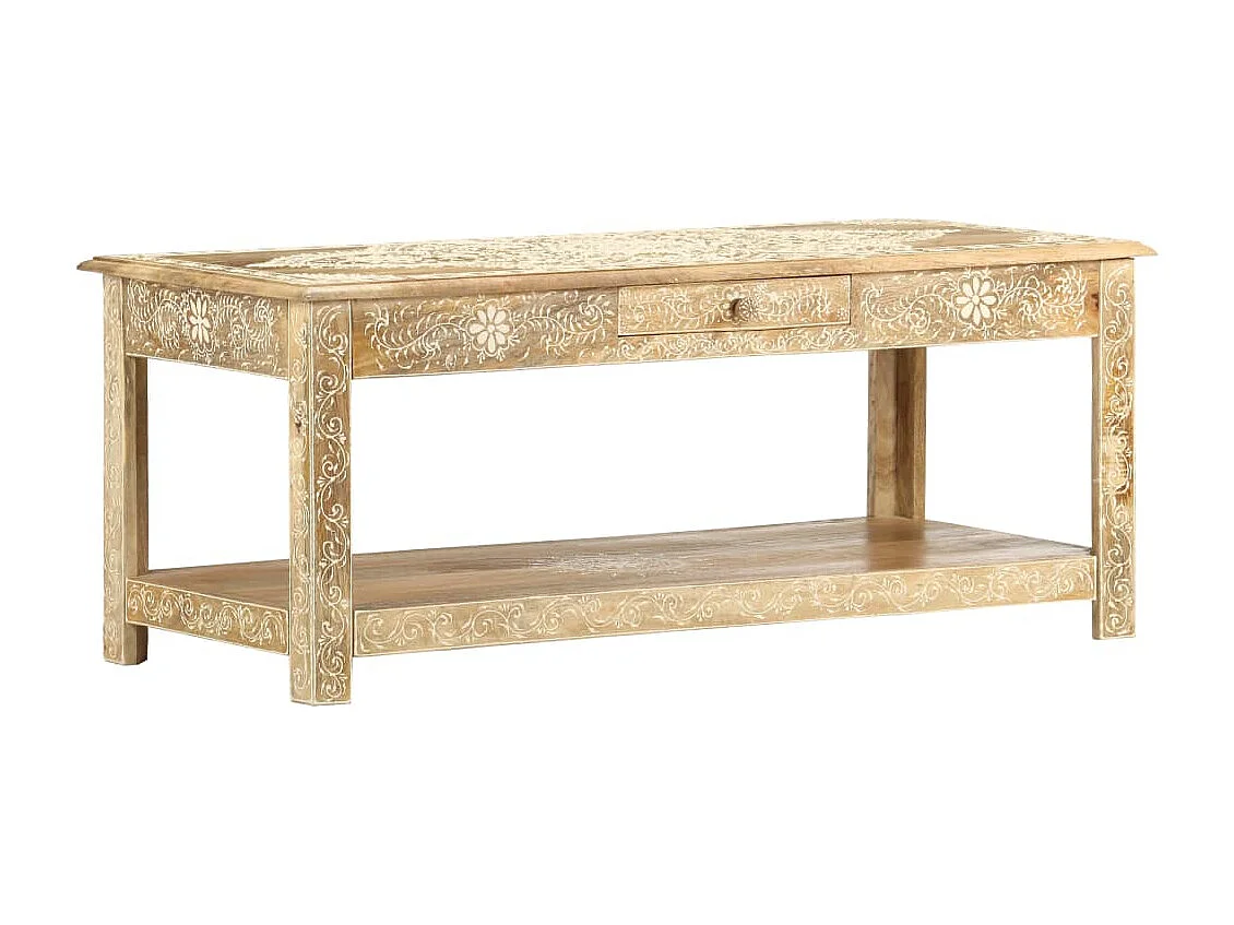 Salontafel handgeschilderd 110x50x45 cm massief mangohout