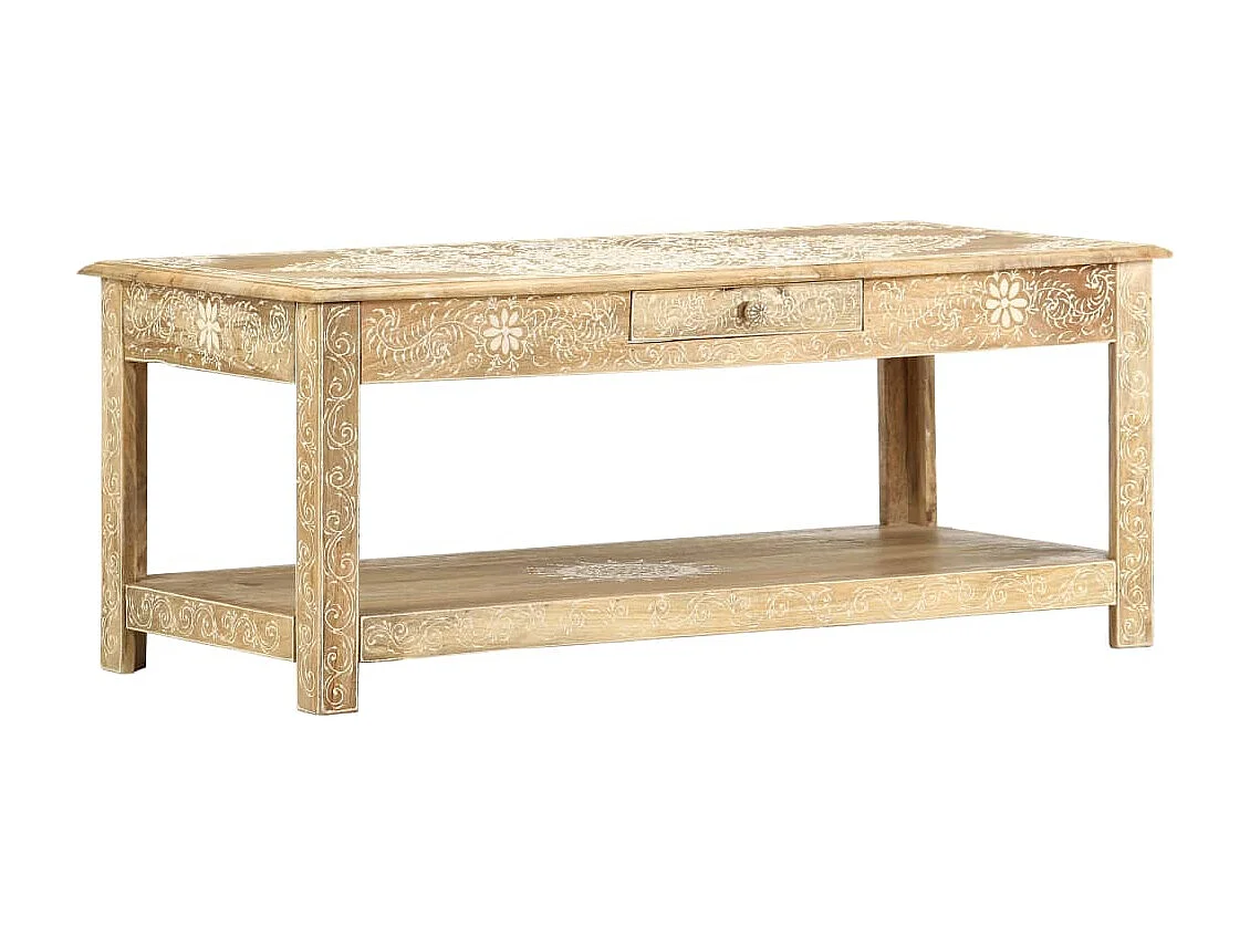 Tavolino da Salotto 110x50x45 cm Mango Massello Dipinto a Mano