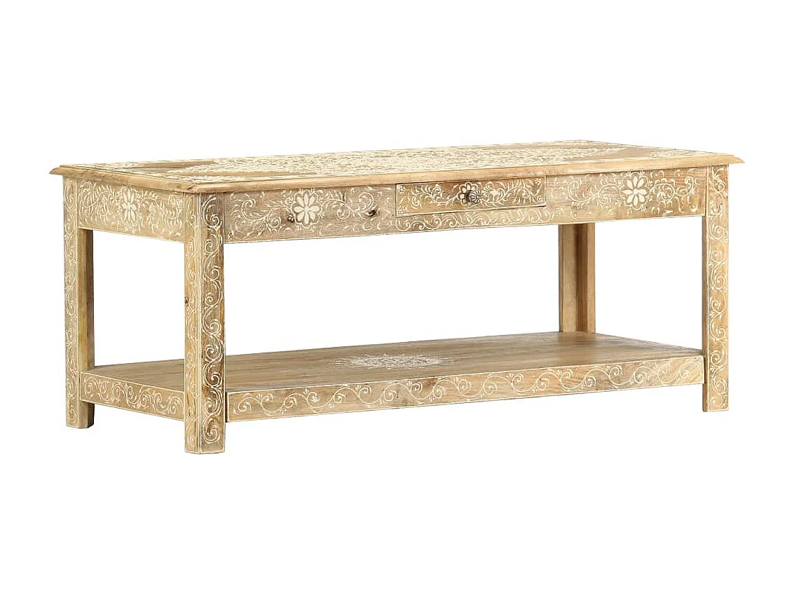 Tavolino da Salotto 110x50x45 cm Mango Massello Dipinto a Mano