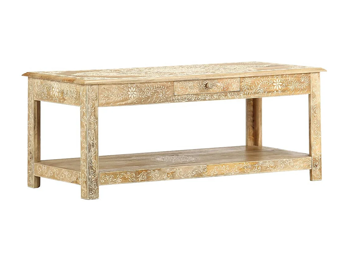 Tavolino da Salotto 110x50x45 cm Mango Massello Dipinto a Mano
