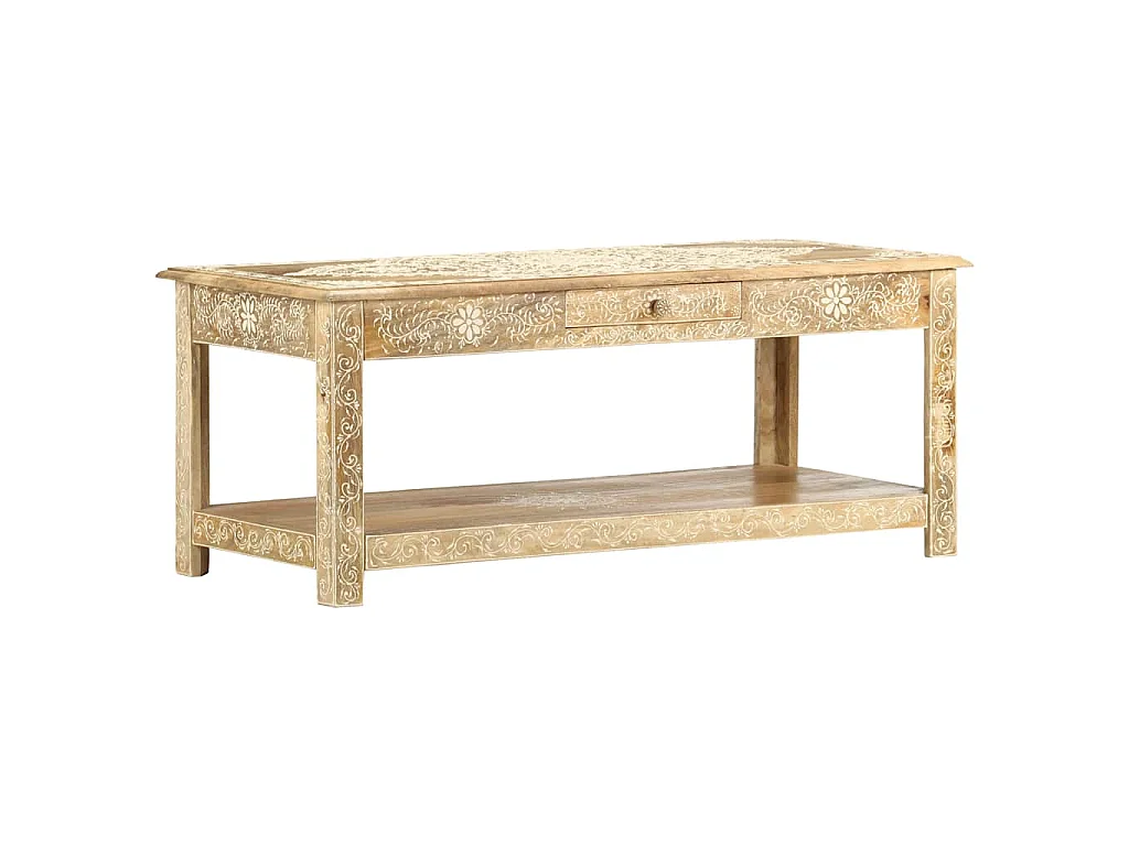 Tavolino da Salotto 110x50x45 cm Mango Massello Dipinto a Mano