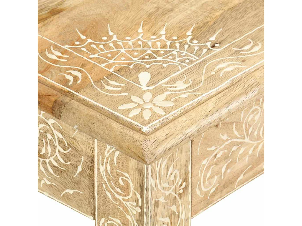 Table basse peinte à main 110x50x45 cm Bois de manguier massif