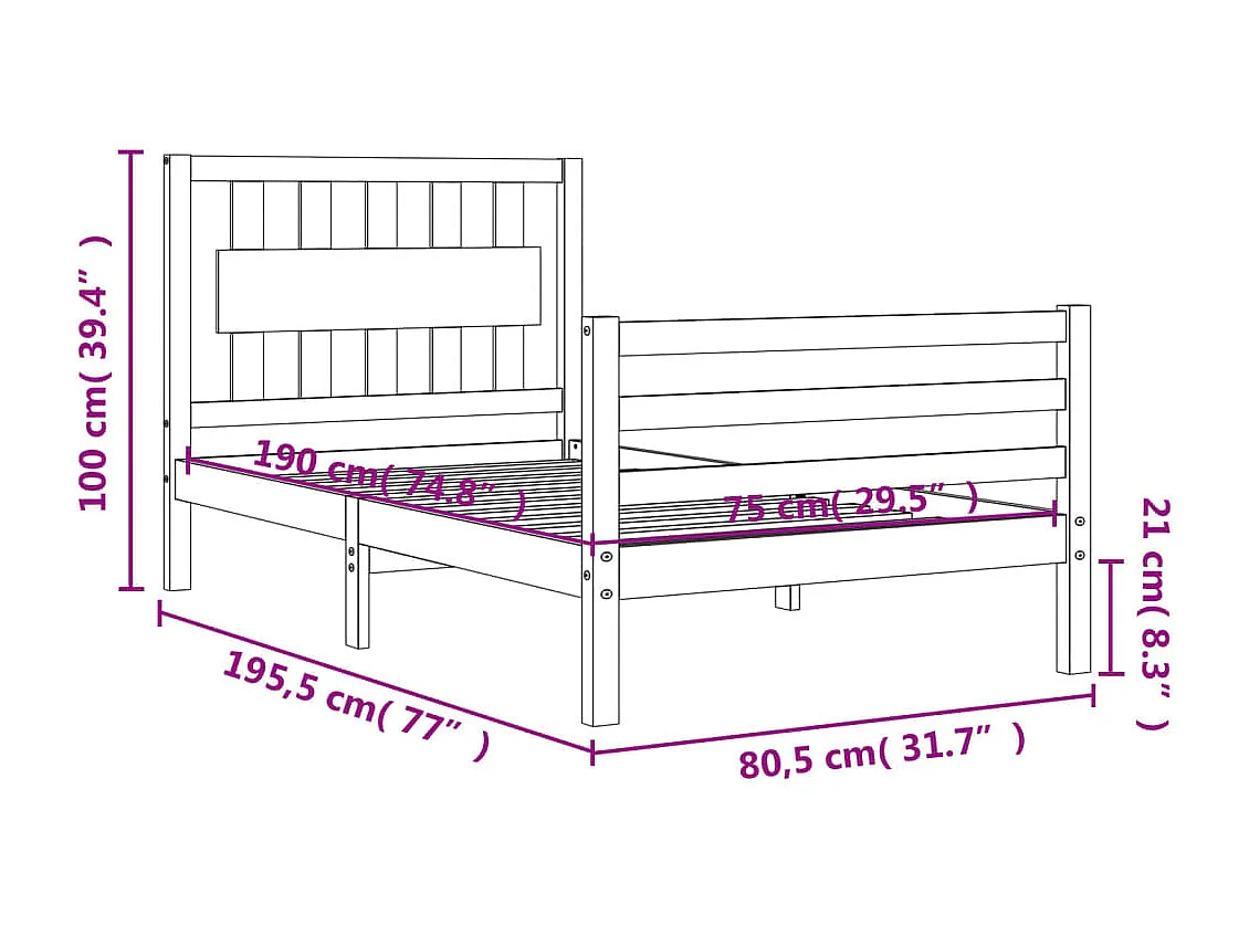 Giroletto con Testiera Small Single in Legno Massello