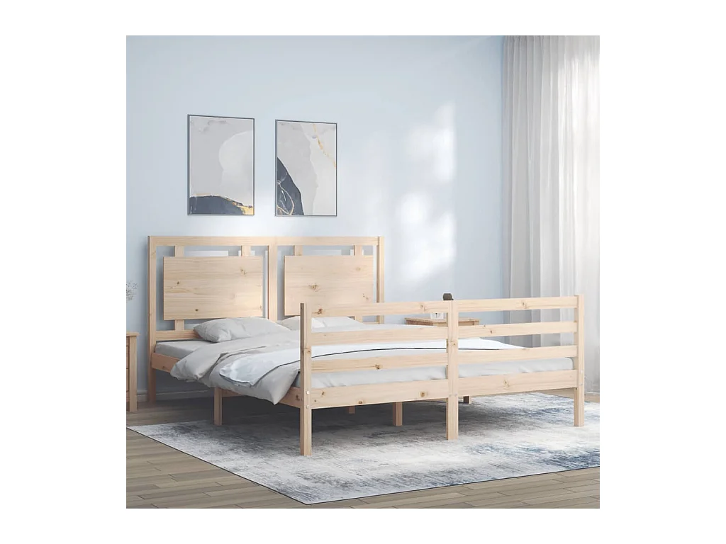 Cadre de lit sans matelas 160x200 cm bois massif