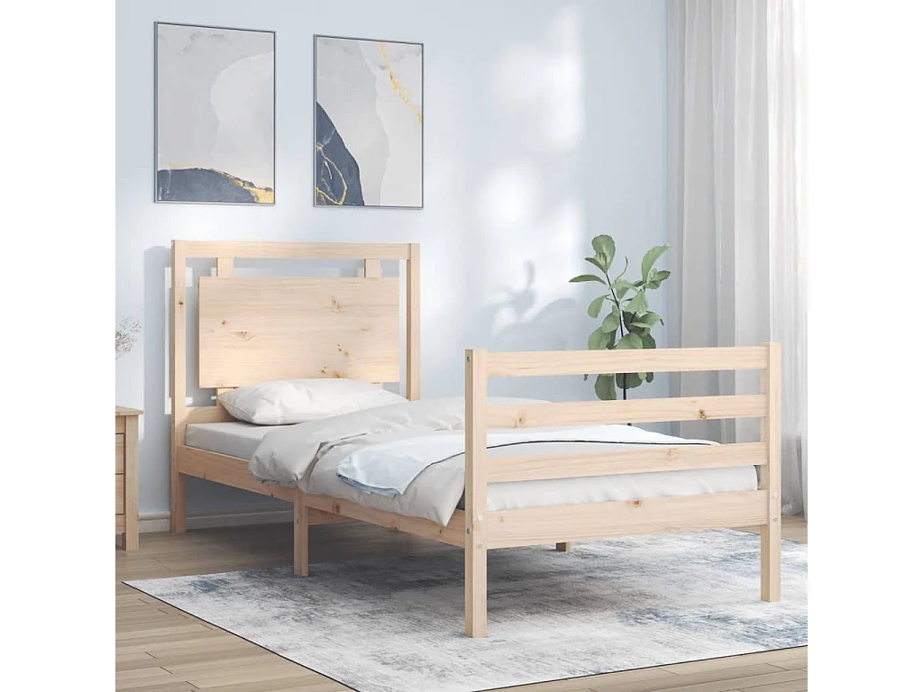 Cadre de lit sans matelas bois massif