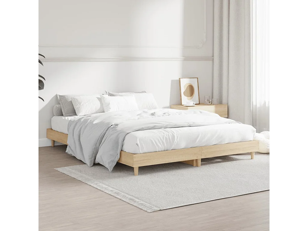 Cadre de lit sans matelas chêne sonoma 140x190 cm