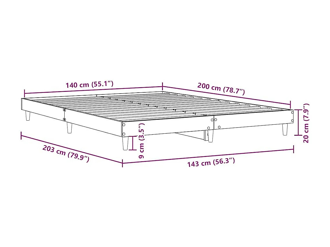 Cadre de lit sans matelas chêne sonoma 140x200 cm