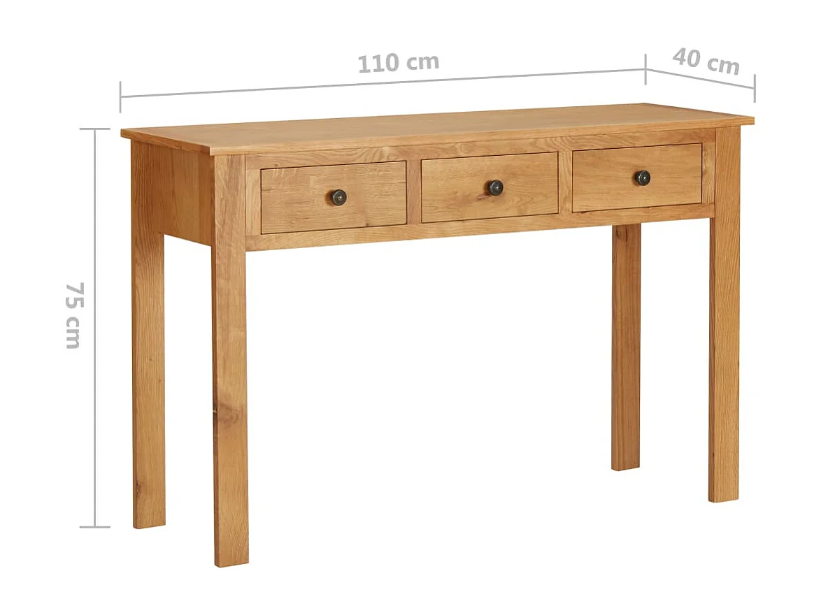 Tavolo da Trucco 110x40x75 cm in Legno Massello di Rovere