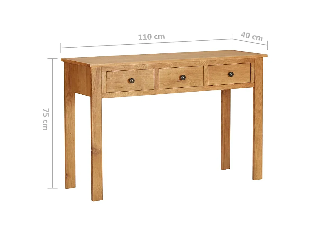 Tavolo da Trucco 110x40x75 cm in Legno Massello di Rovere