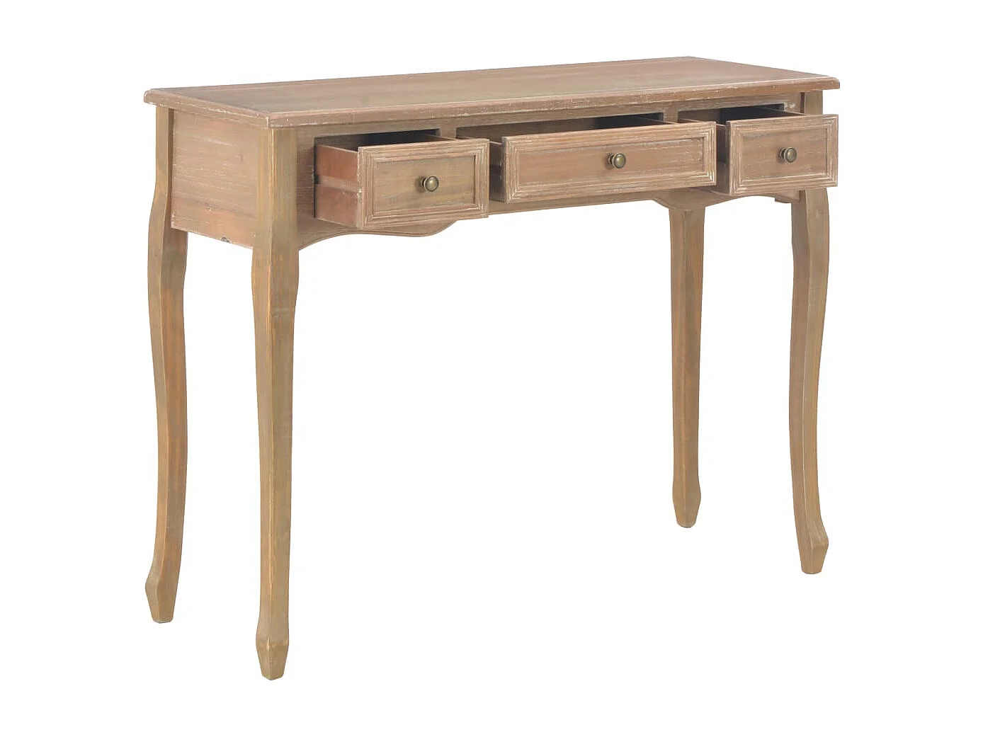 Table de console et coiffeuse avec 3 tiroirs Marron