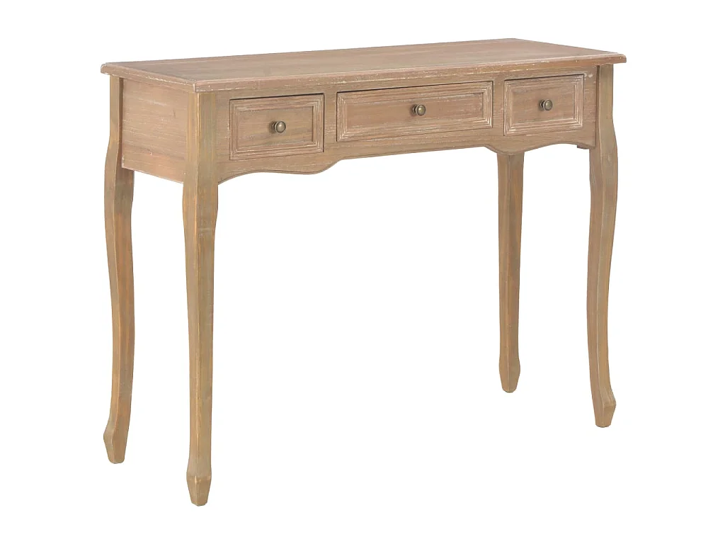 Table de console et coiffeuse avec 3 tiroirs Marron