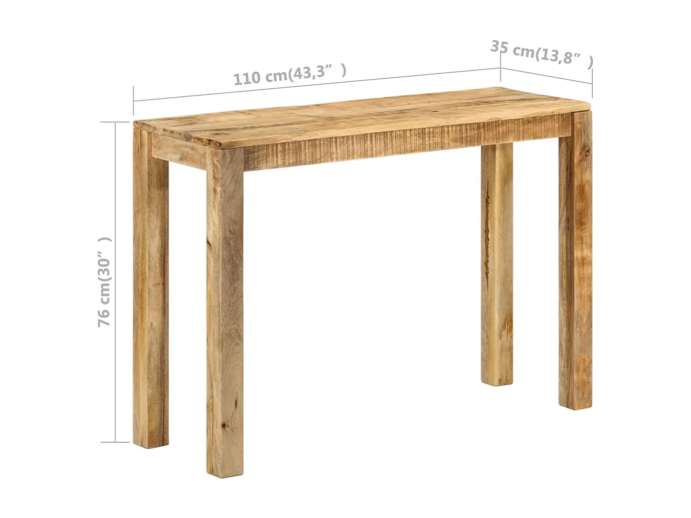 Konsolentisch 110x35x76 cm Raues Mangoholz