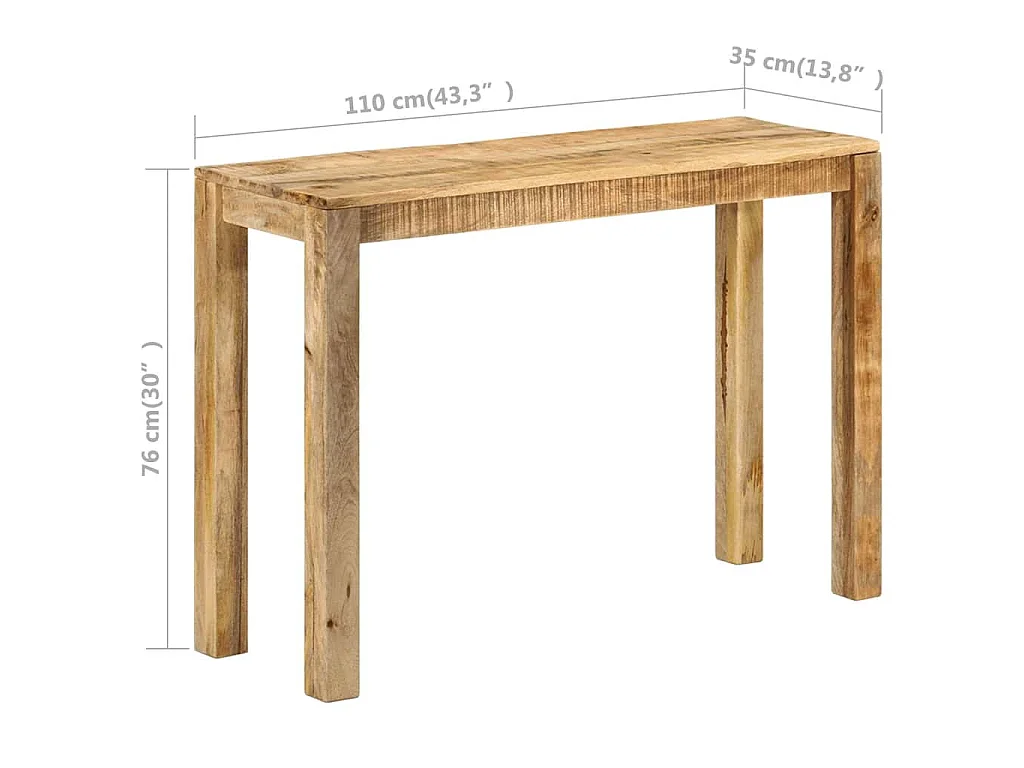 Konsolentisch 110x35x76 cm Raues Mangoholz