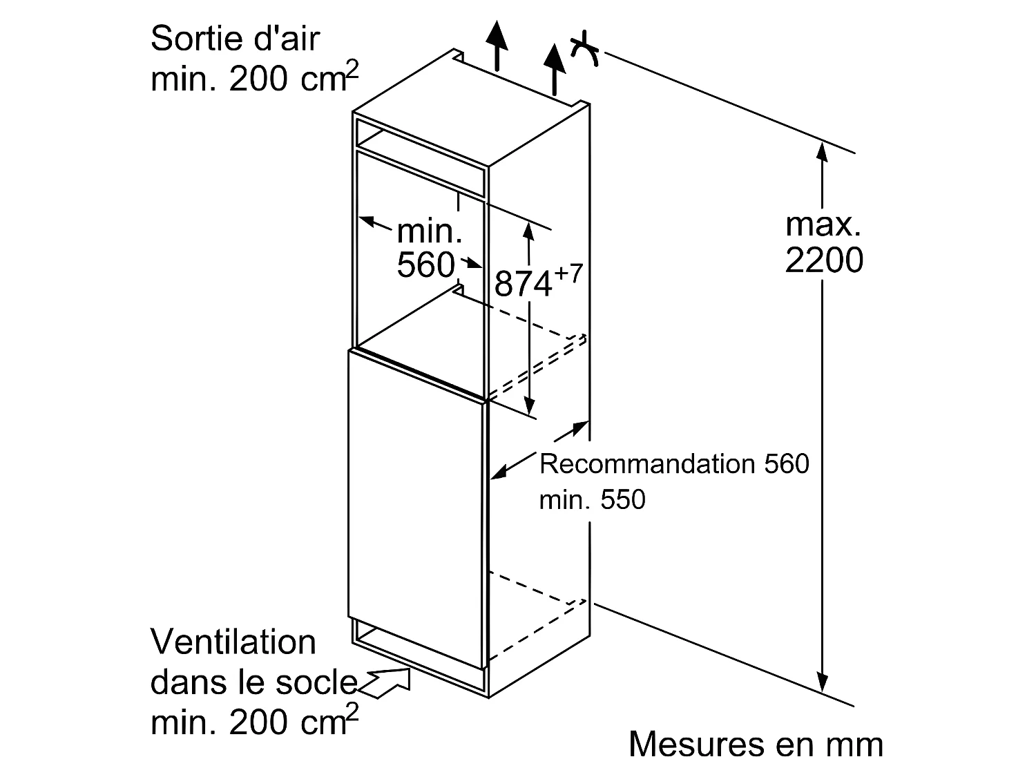 Bosch Réfrigérateur 1 porte intégrable à glissières 136l - KIR21NSE0