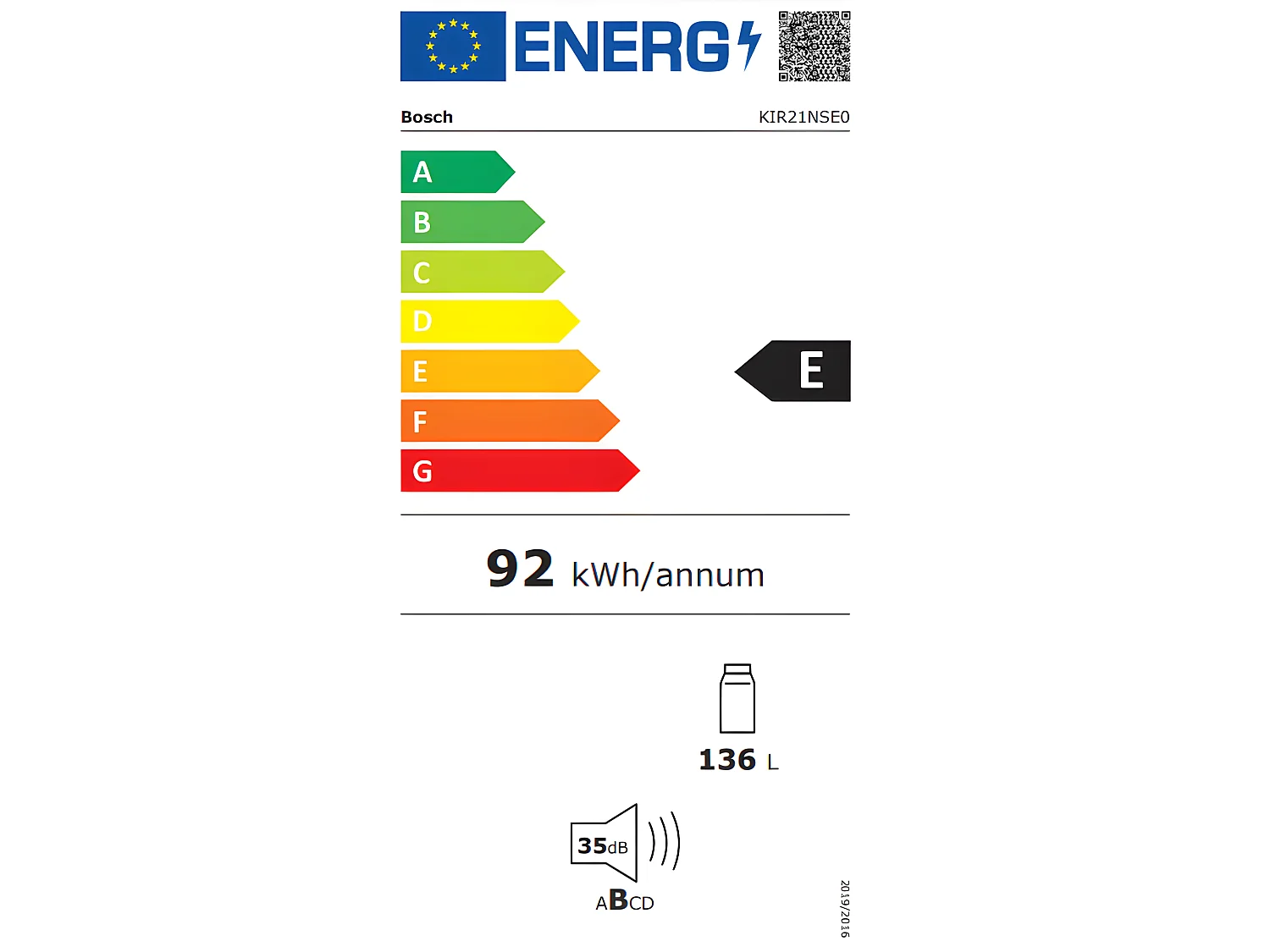 Bosch Réfrigérateur 1 porte intégrable à glissières 136l - KIR21NSE0