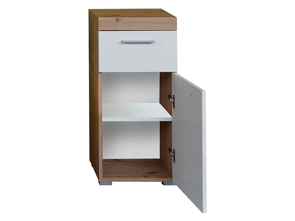Armoire de sol de salle de bain Amanda blanc et chêne noueux