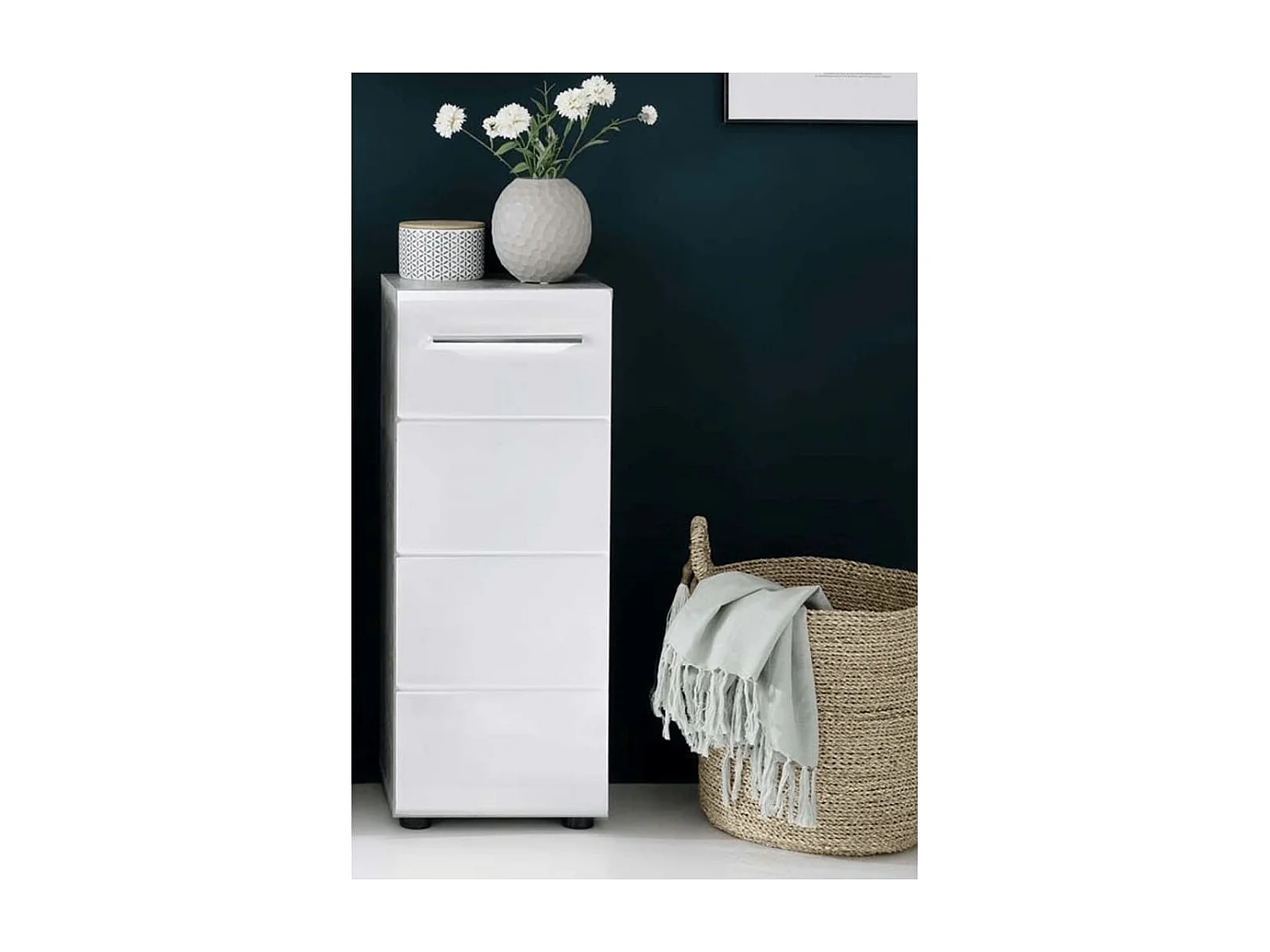 Trendteam Armadietto da Pavimento Nano Bianco e Grigio Cemento