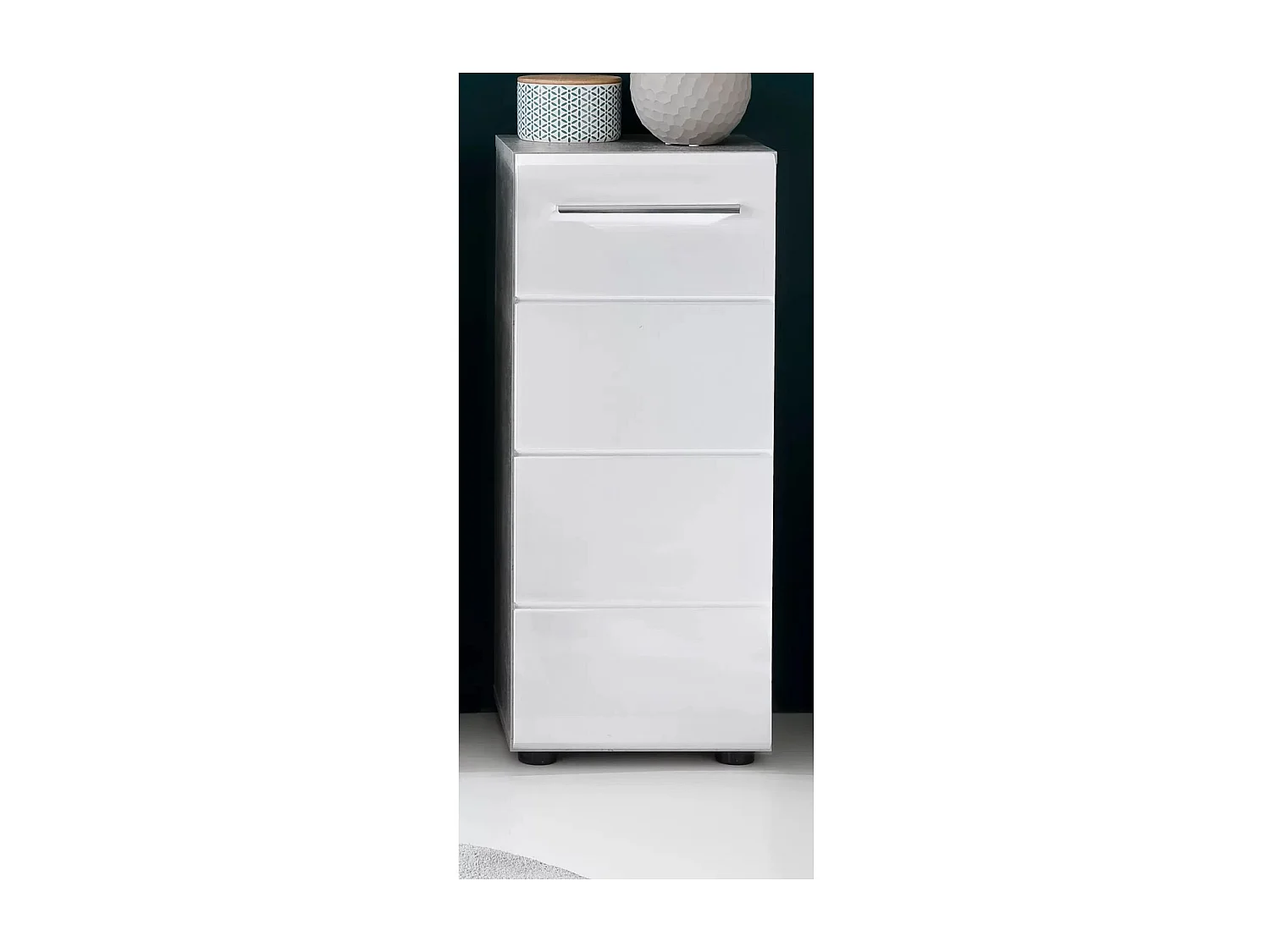 Trendteam Armadietto da Pavimento Nano Bianco e Grigio Cemento