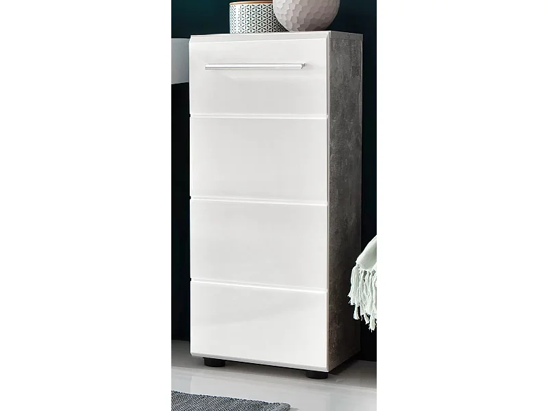 Badkameropberger 1 deur wit en grijs melamine Lenny