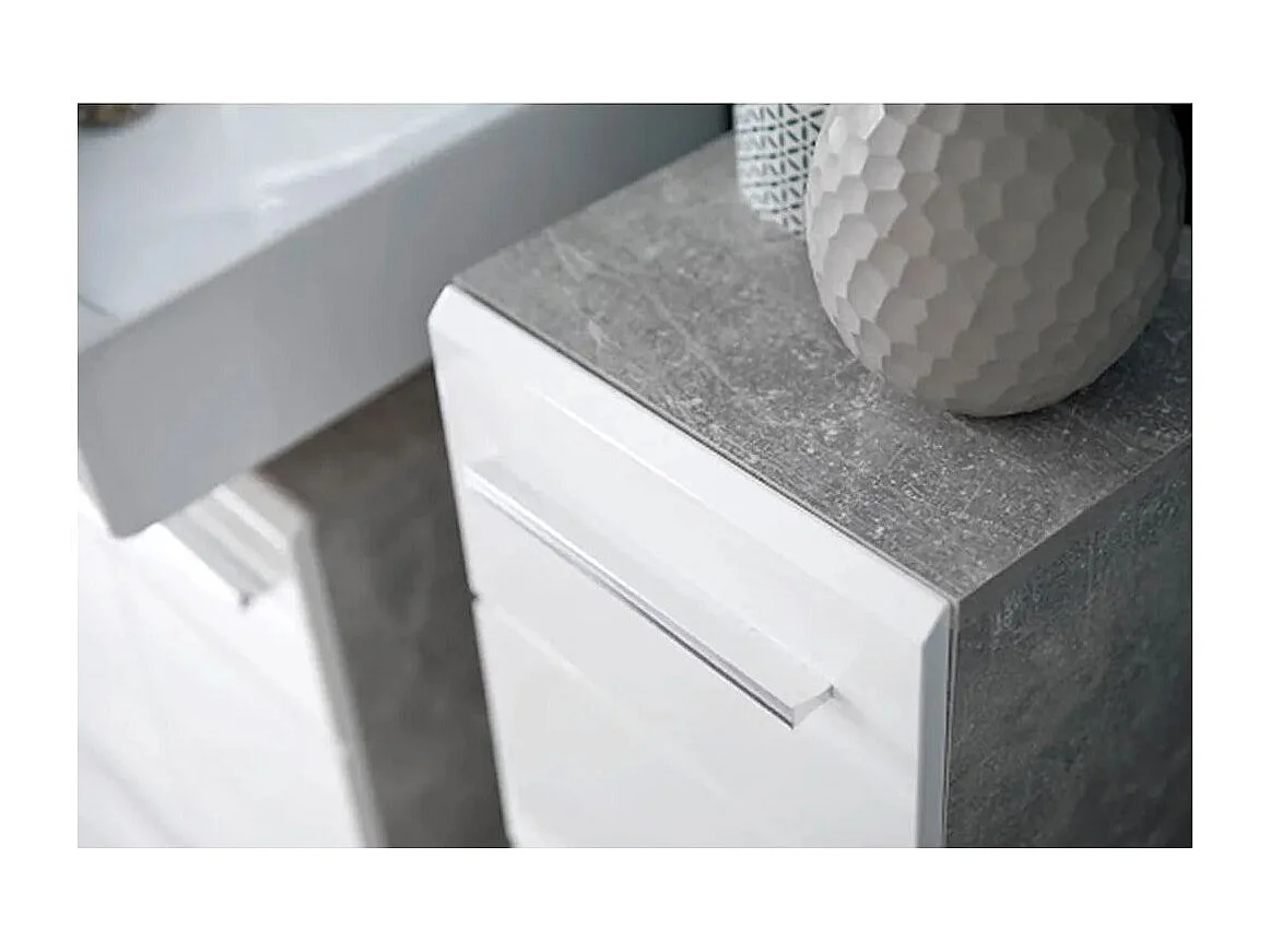 Badkameropberger 1 deur wit en grijs melamine Lenny