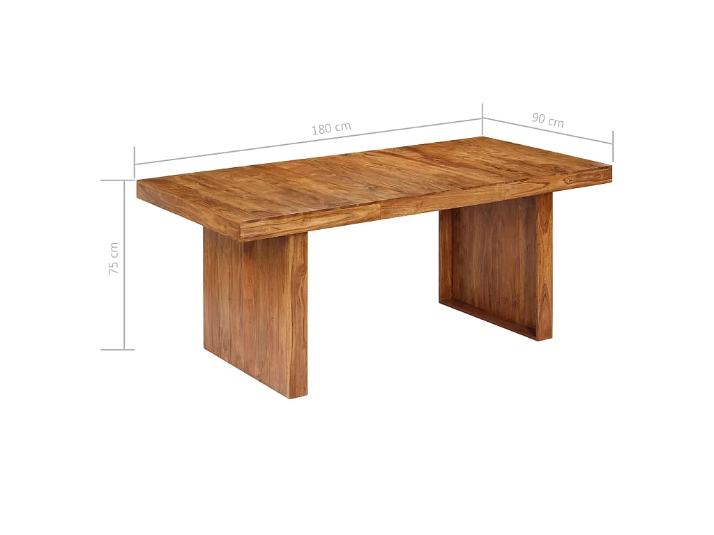 Tavolo da Pranzo 180x90x75 cm in Legno Massello di Acacia