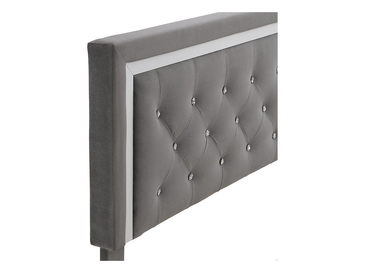 Bed met verstelbaar hoofdeinde - 140 x 200 cm - fluweel - grijze kleur + lattenbodem