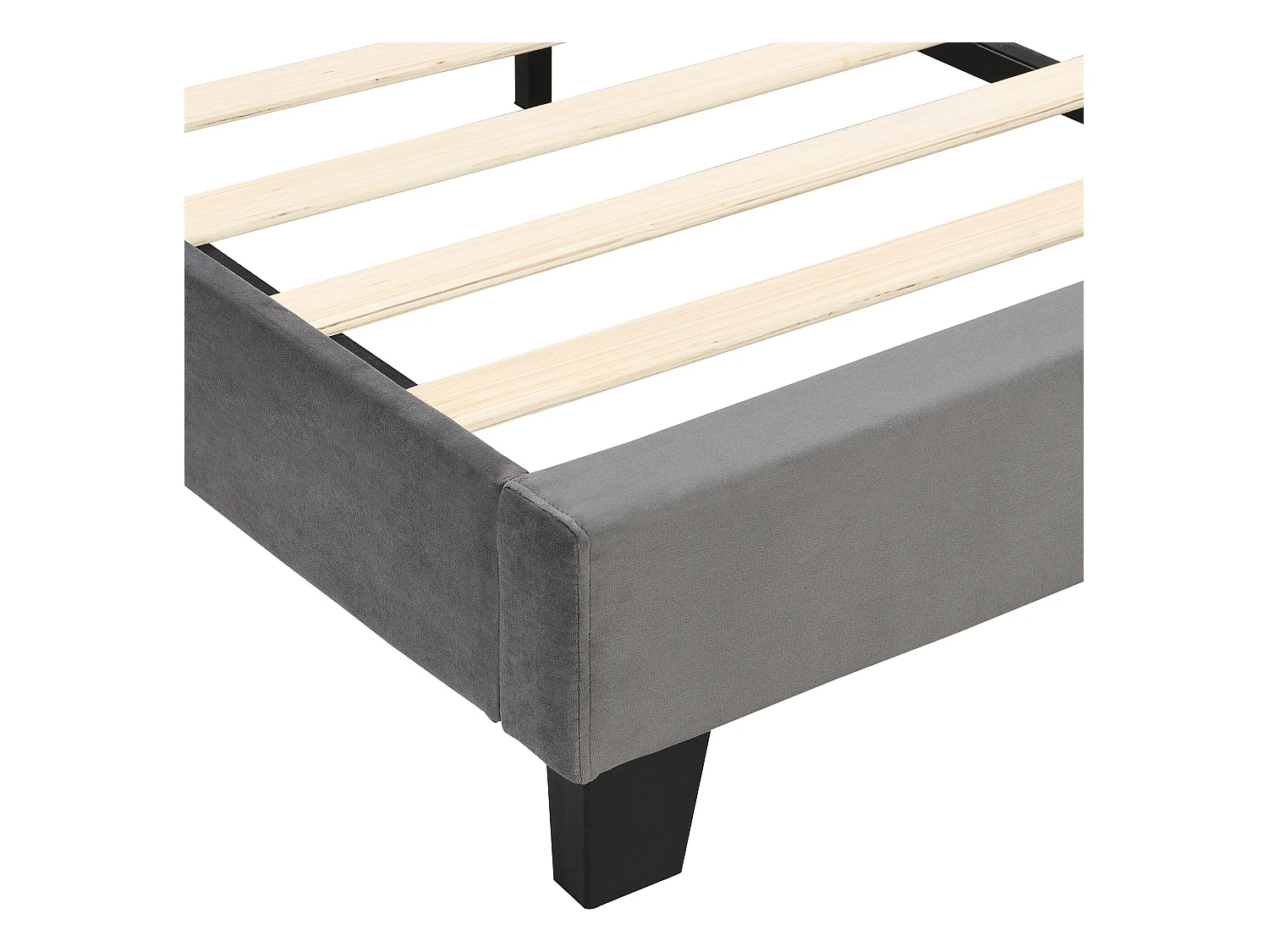 Bed met verstelbaar hoofdeinde - 140 x 200 cm - fluweel - grijze kleur + lattenbodem