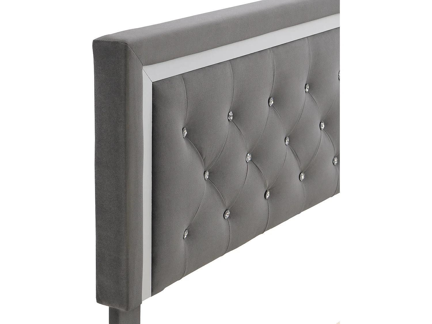 Bed met verstelbaar hoofdeinde - 140 x 200 cm - fluweel - grijze kleur + lattenbodem