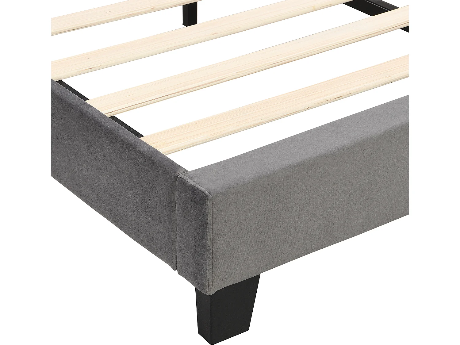 Bed met verstelbaar hoofdeinde - 140 x 200 cm - fluweel - grijze kleur + lattenbodem